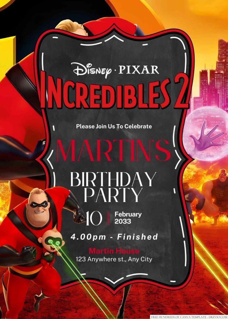 Incredibles 2 Birthday Invitation