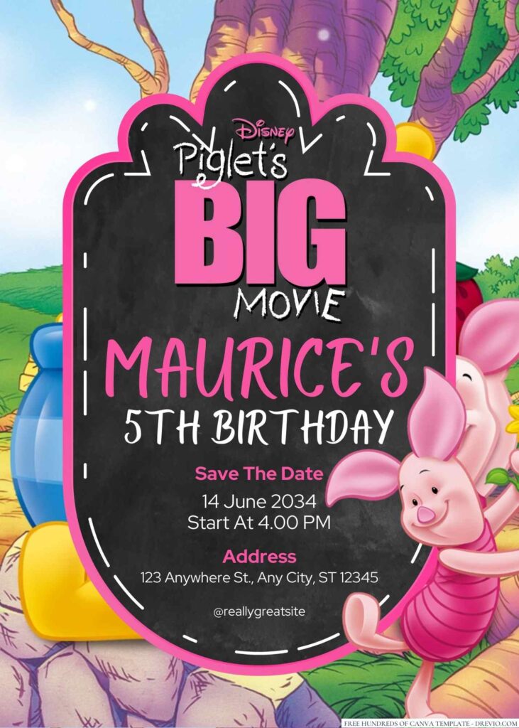 Piglet's Big Movie Birthday Invitation