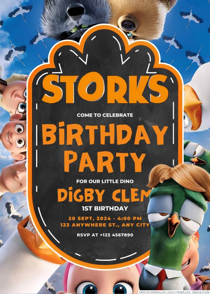 Storks Birthday Invitation