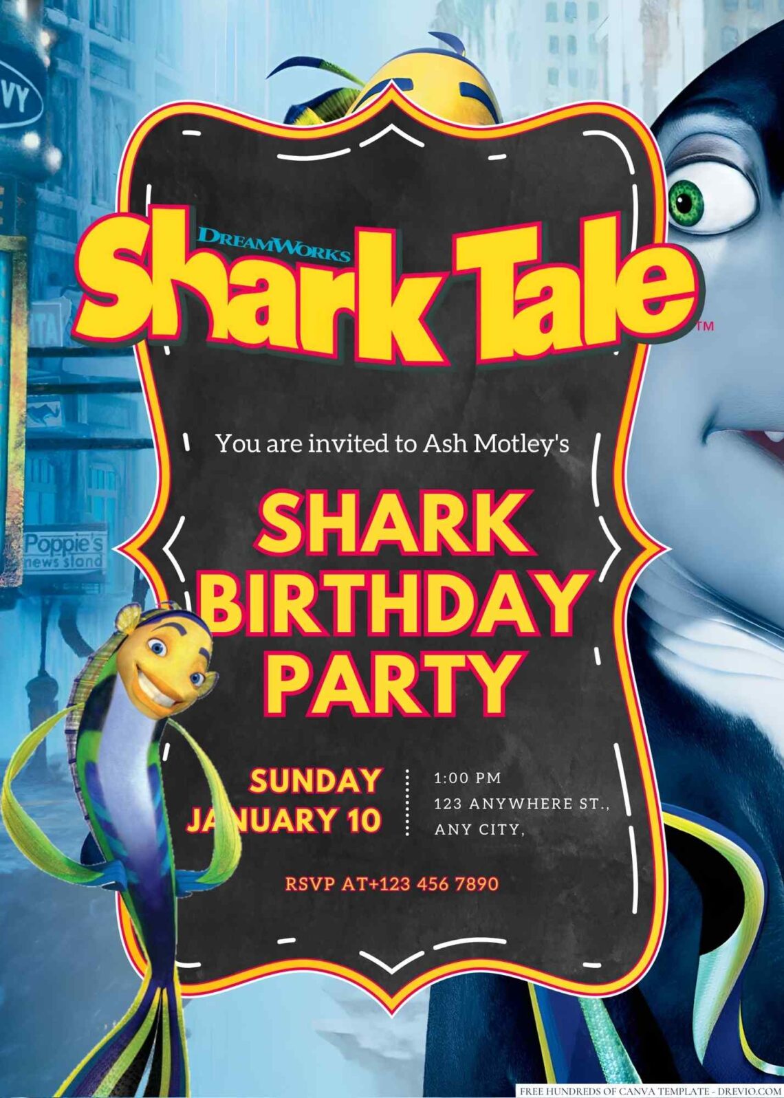 Shark Tale Birthday Invitation