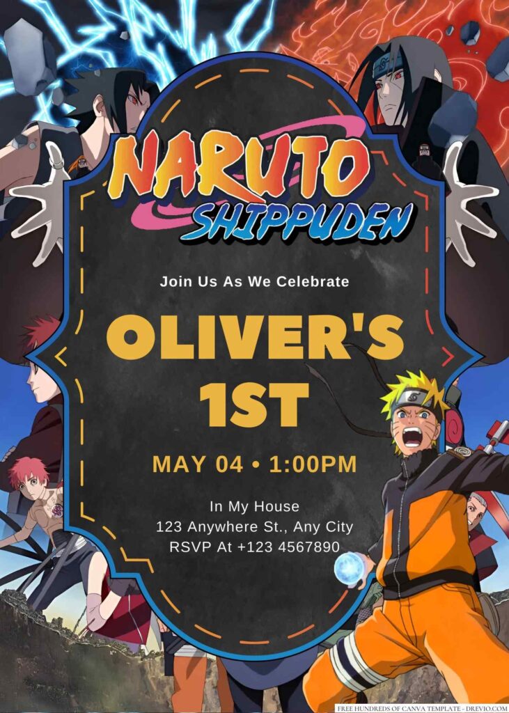 Naruto Shippuden Birthday Invitation