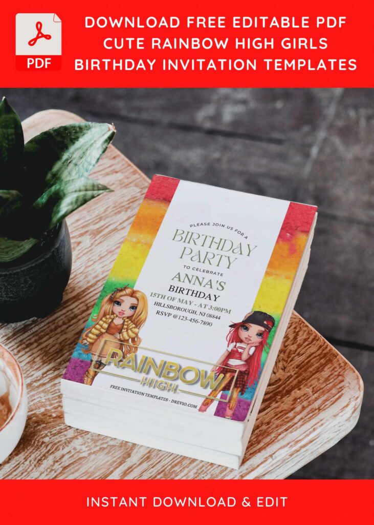 Invitation Template of (Free Editable PDF) Lovely Rainbow High Birthday Invitation Templates 4