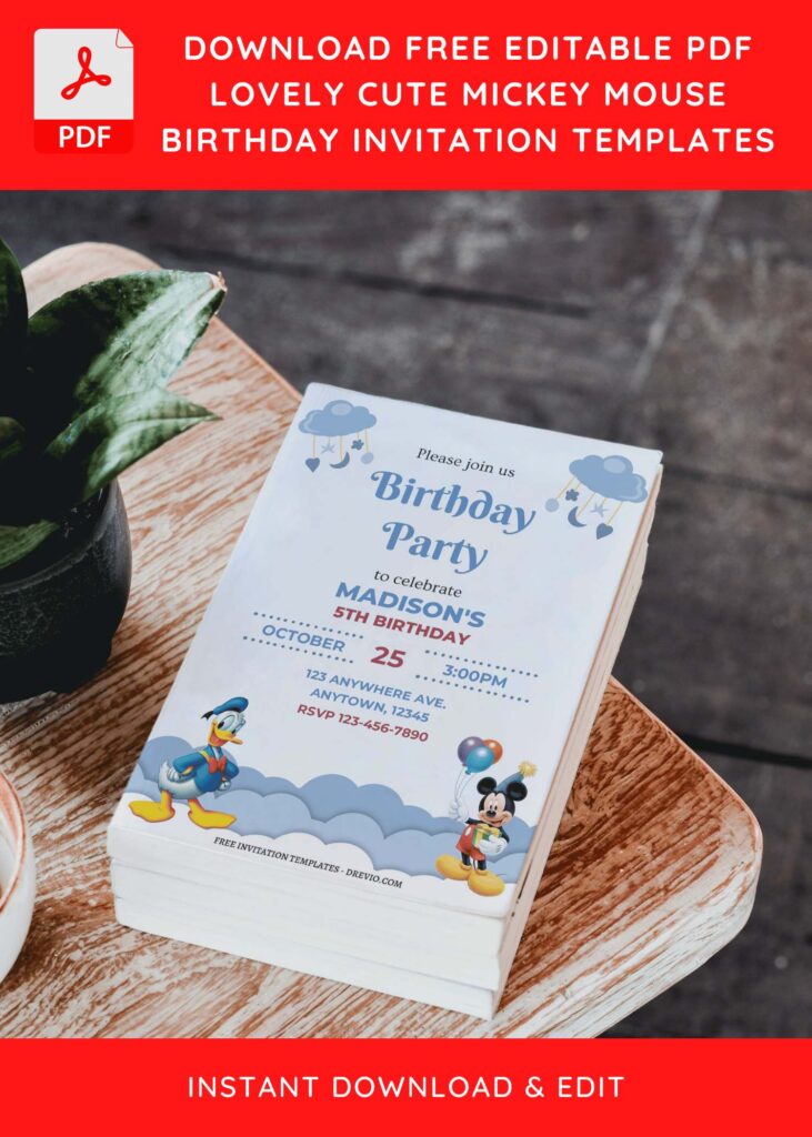 Invitation Template of (Free Editable PDF) Lovely Cute Mickey Mouse Birthday Invitation Templates 4