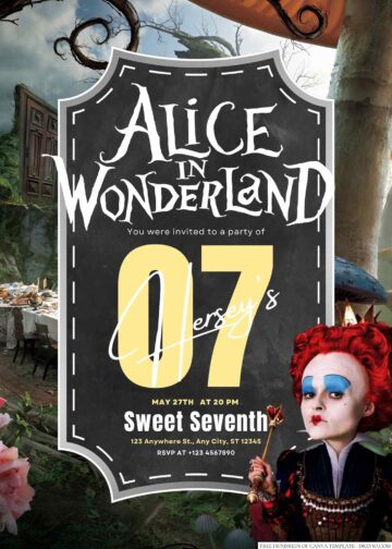 22+ Alice in Wonderland Canva Birthday Invitation Templates | Download ...