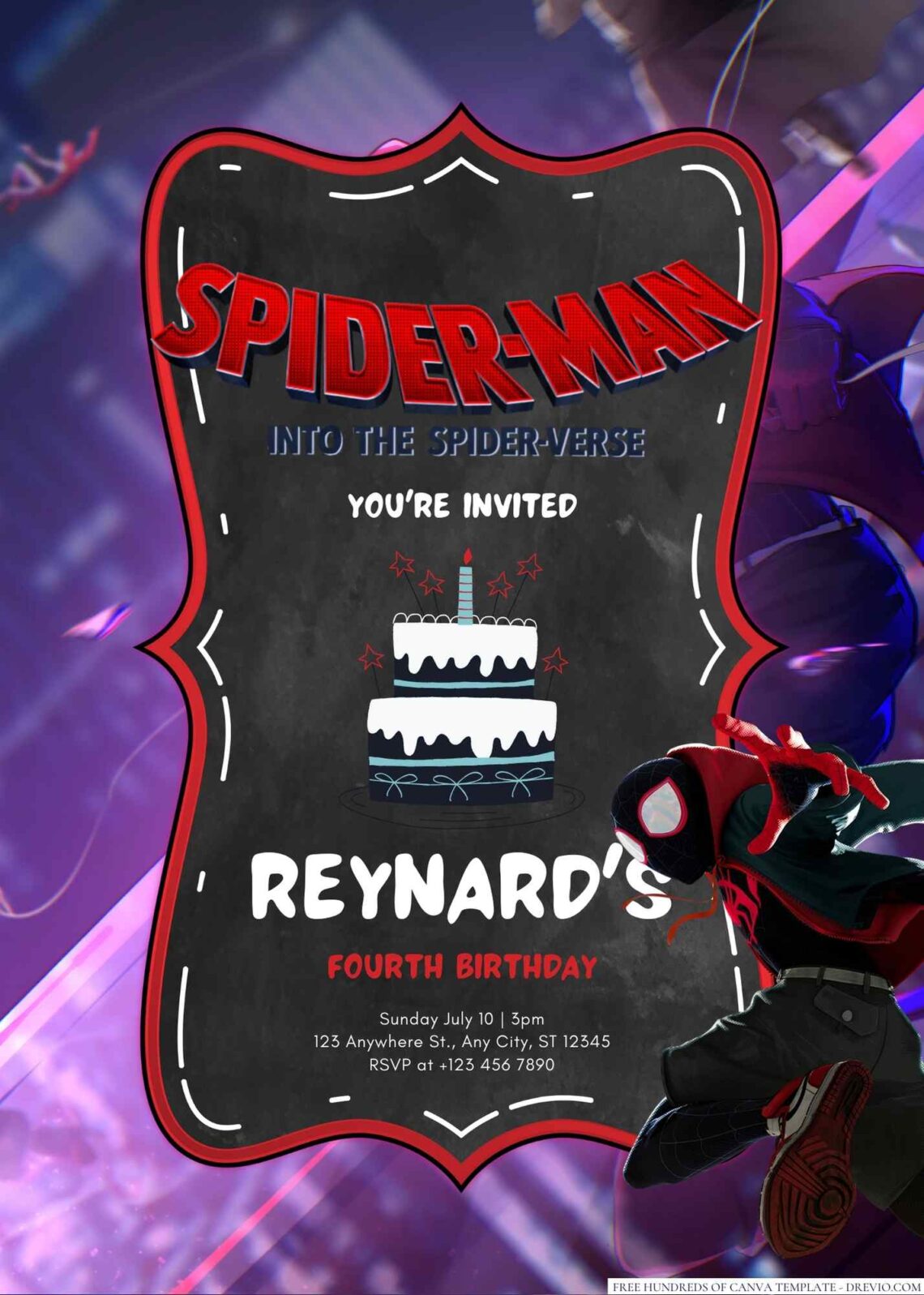 Spider-Man Into the Spider-Verse Birthday Invitation