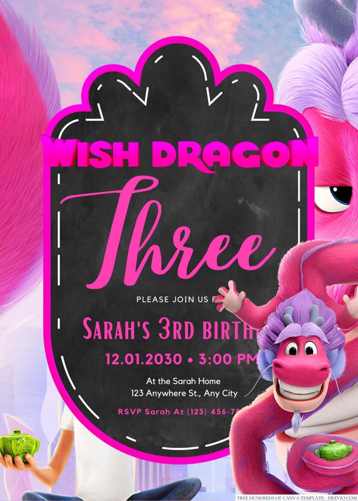 Wish Dragon Birthday Invitation