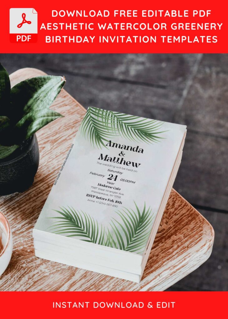 Invitation Template of (Free Editable PDF) Summer Tropical Greenery Wedding Invitation Templates 4