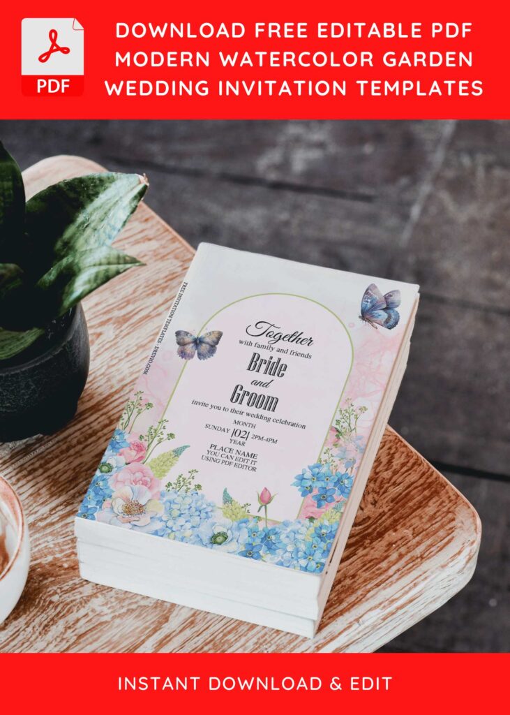 (Free Editable PDF) Gorgeous Butterfly Garden Wedding Invitation Templates with gorgeous lilac flowers