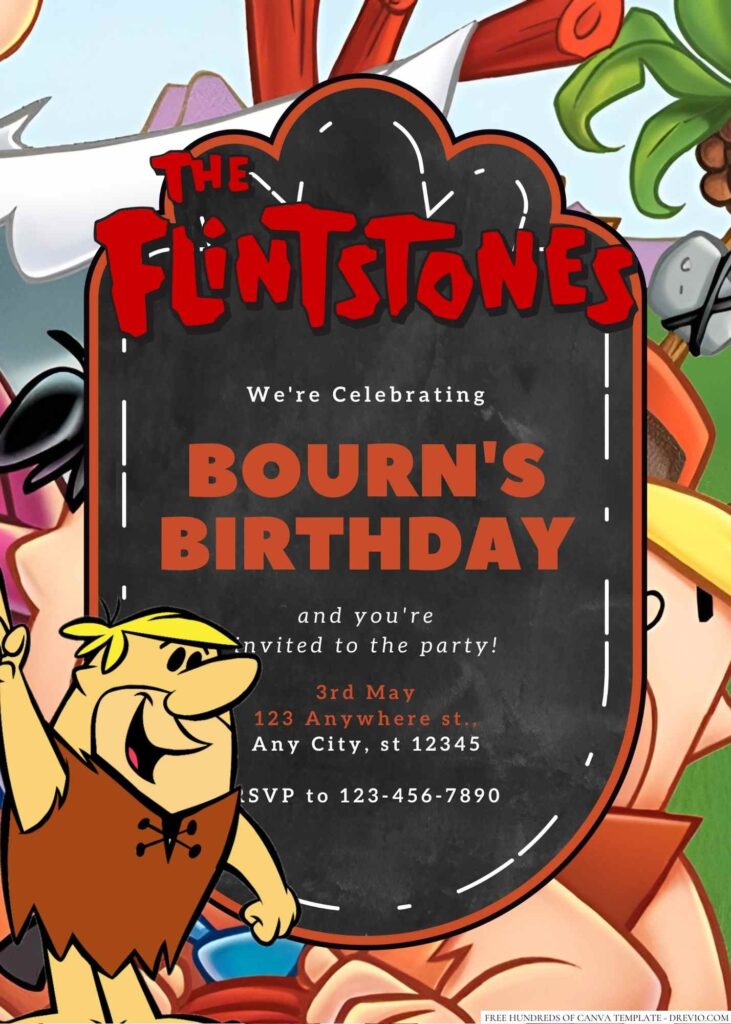 Barney Rubble Birthday Invitation