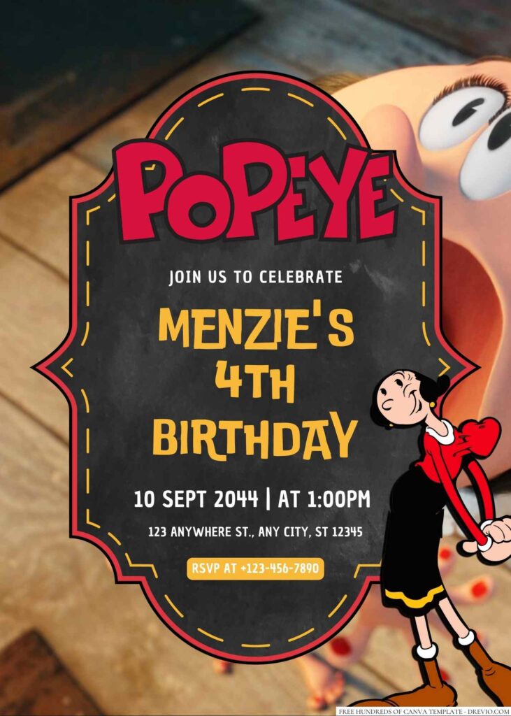 Olive Oyl Birthday Invitation