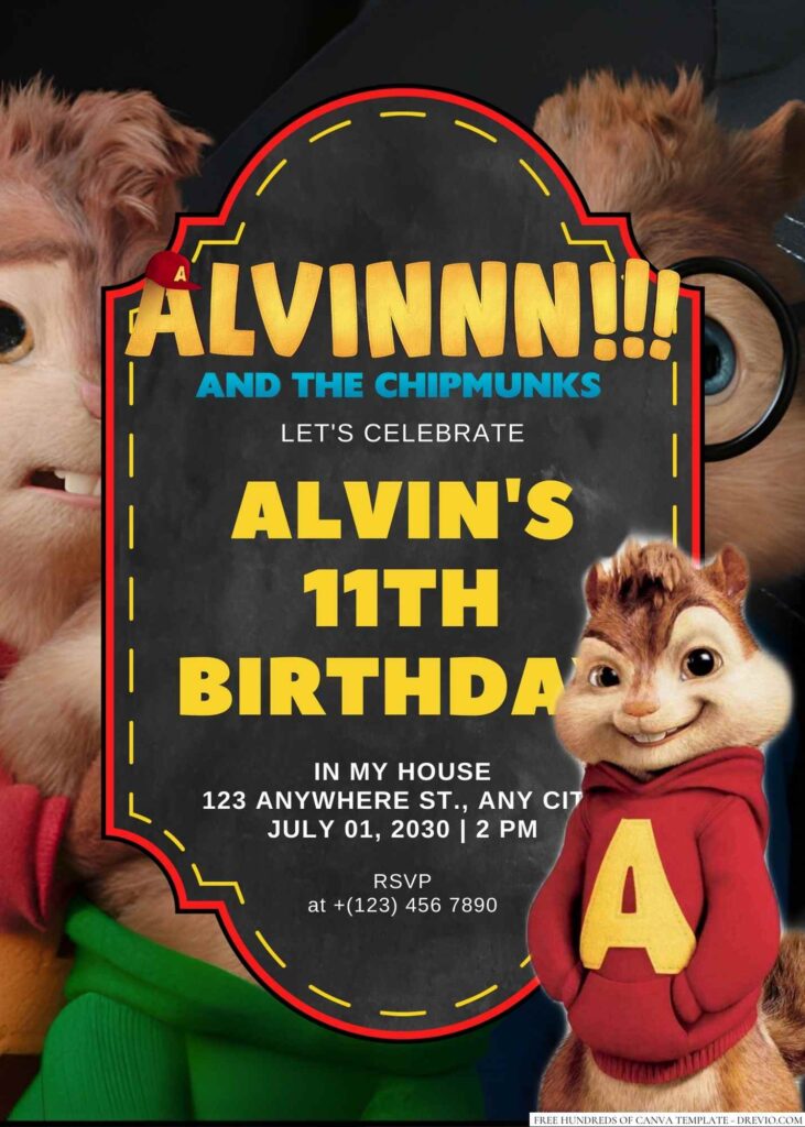 Alvin and the Chipmunks Birthday Invitation