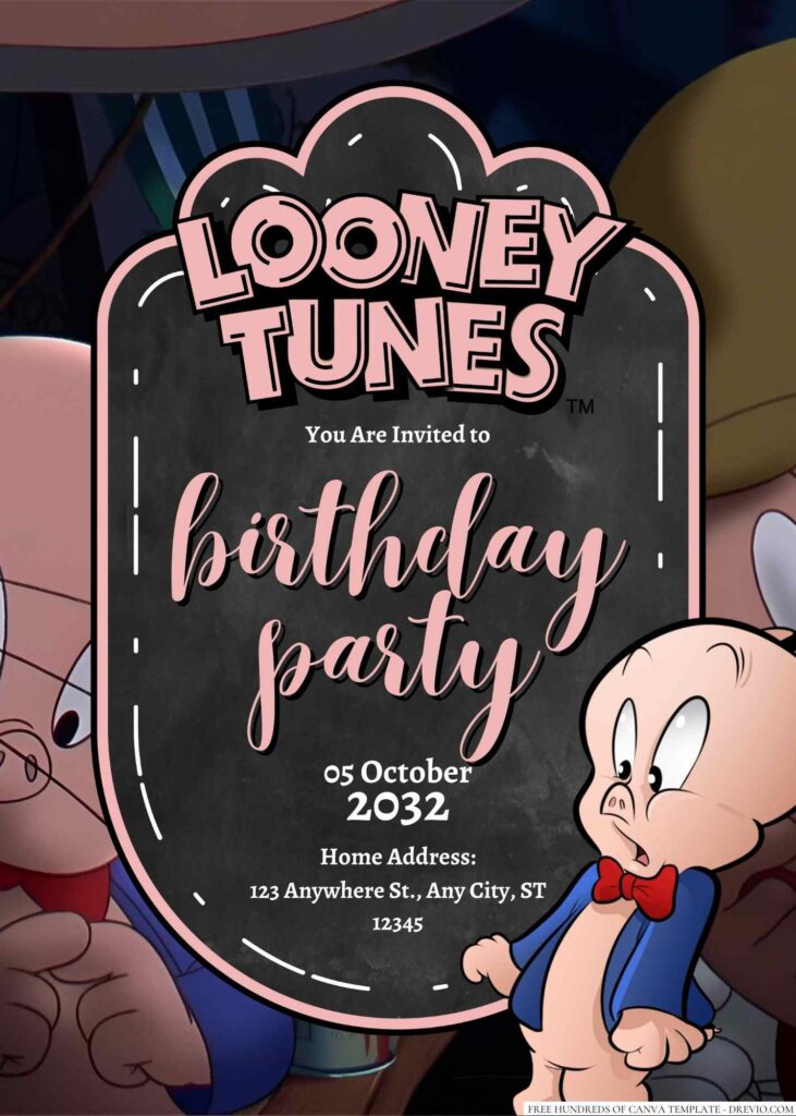 Porky Pig Birthday Invitation