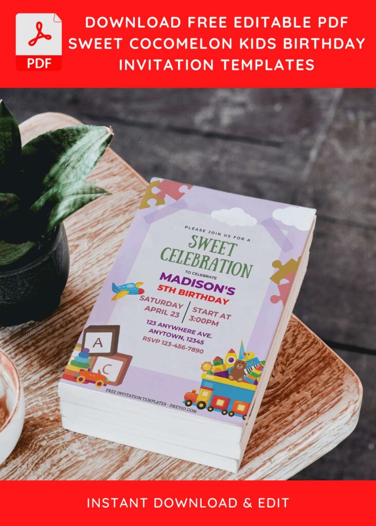 (Free Editable PDF) Nursery Cocomelon Birthday Invitation Templates D