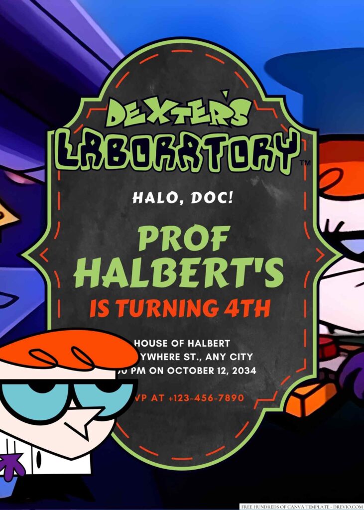 Dexter (Dexter's Laboratory) Birthday Invitation