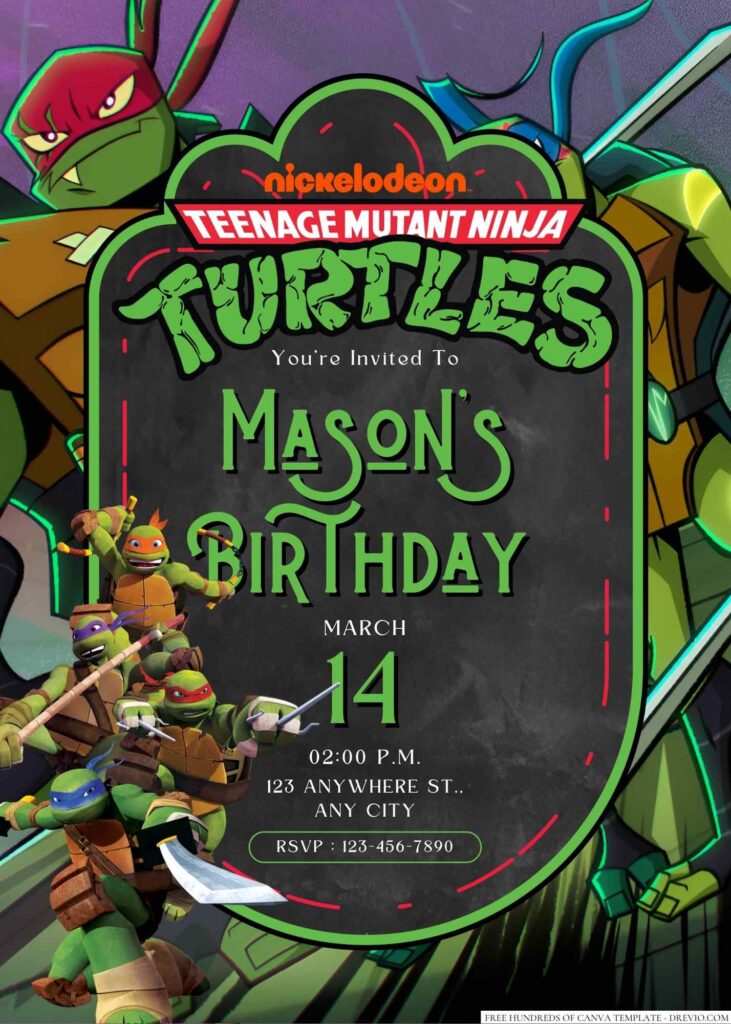 Teenage Mutant Ninja Turtles Birthday Invitation