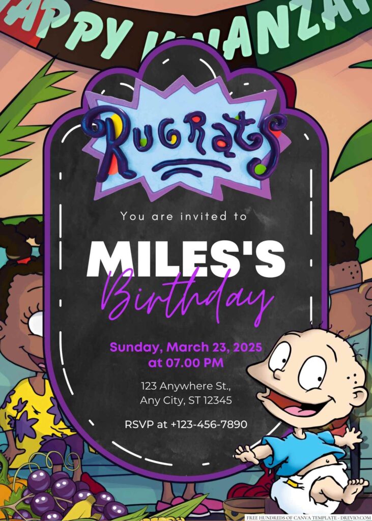 Rugrats (Tommy, Chuckie, Phil, Lil, and Angelica) Birthday Invitation