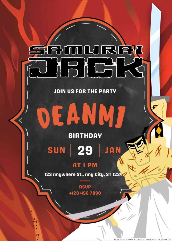 Samurai Jack Birthday Invitation