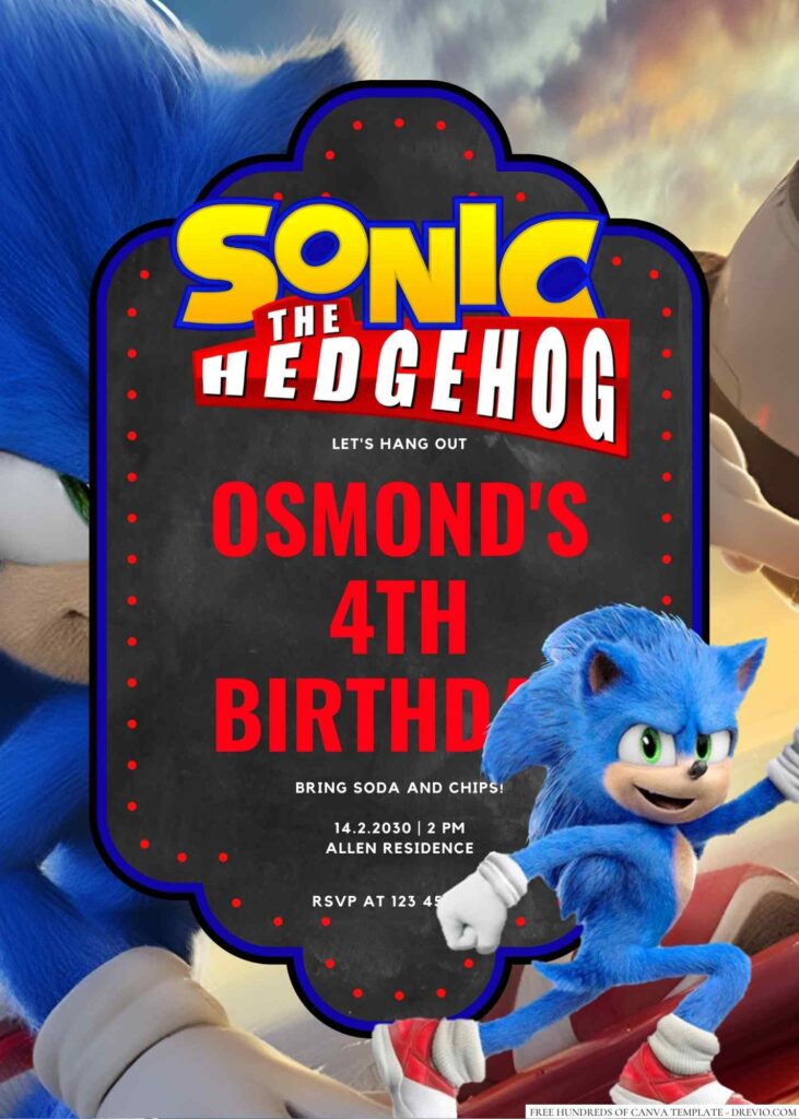 Sonic the Hedgehog Birthday Invitation