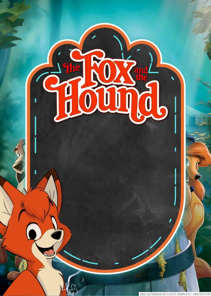 Invitation Template of 20+ The Fox and the Hound Canva Birthday Invitation Templates 4