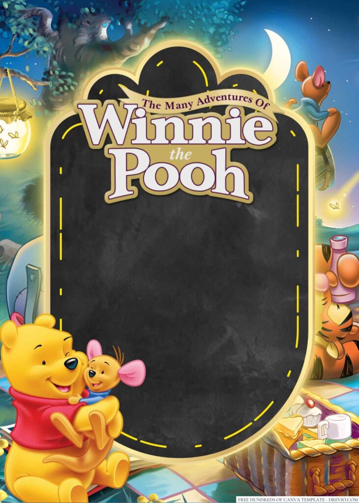 Invitation Template of 14+ The Many Adventures of Winnie the Pooh Canva Birthday Invitation Templates 4