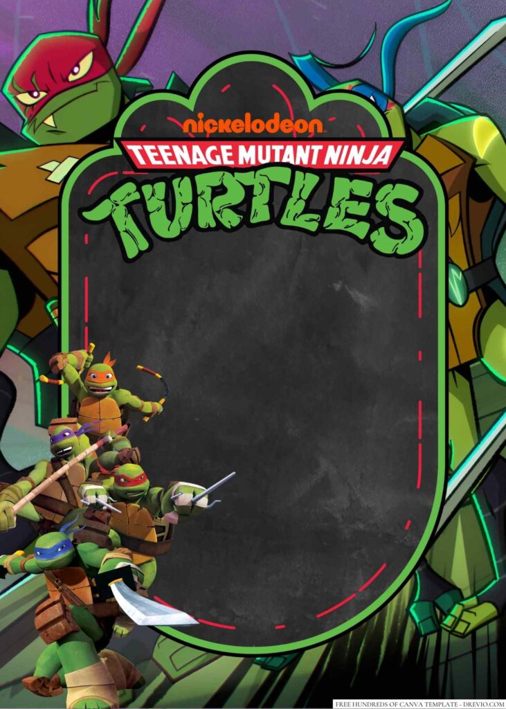 Invitation Template of 20+ Teenage Mutant Ninja Turtles Canva Birthday Invitation Templates 4