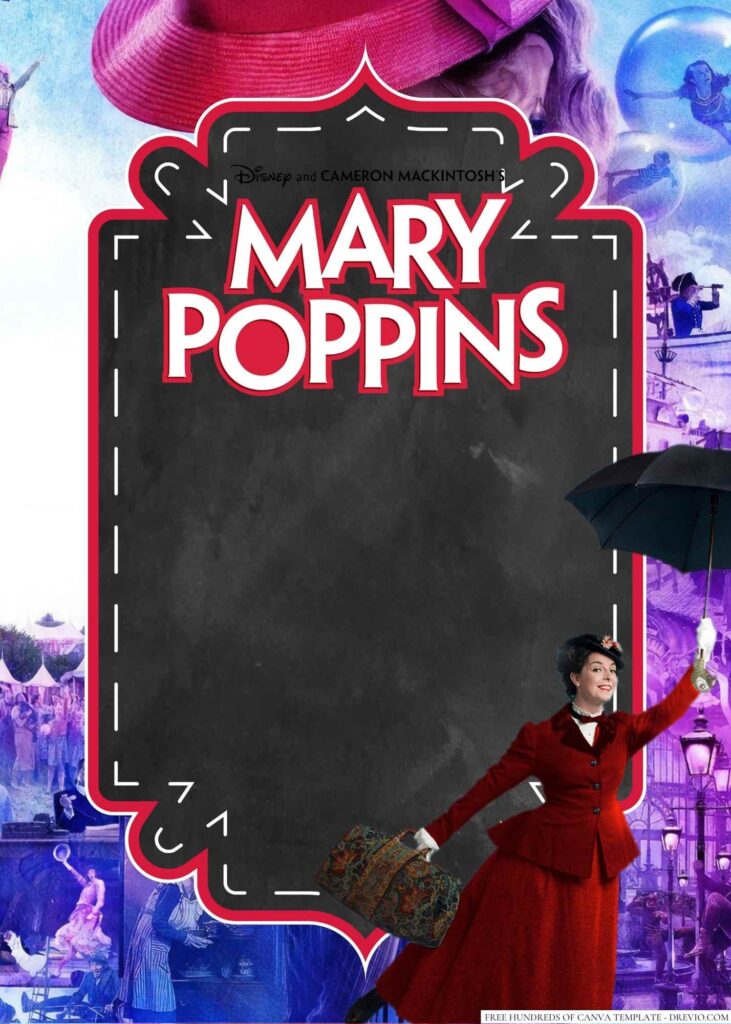 Invitation Template of 16+ Mary Poppins Canva Birthday Invitation Templates 4