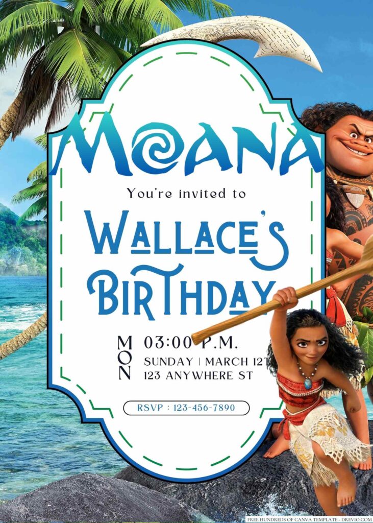 Moana Birthday Invitation