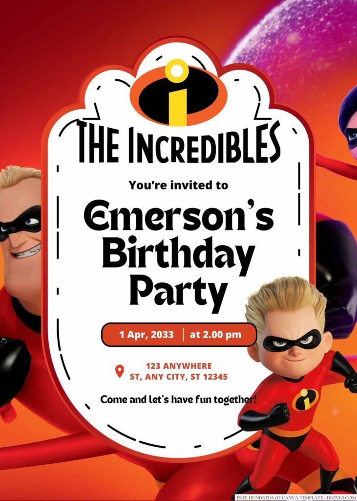 The Incredibles Birthday Invitation