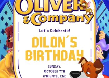 Oliver & Company Birthday Invitation