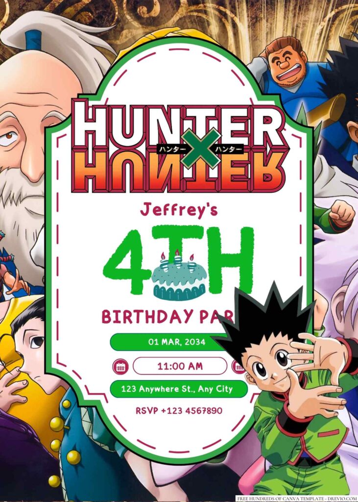 Hunter X Hunter Birthday Invitation