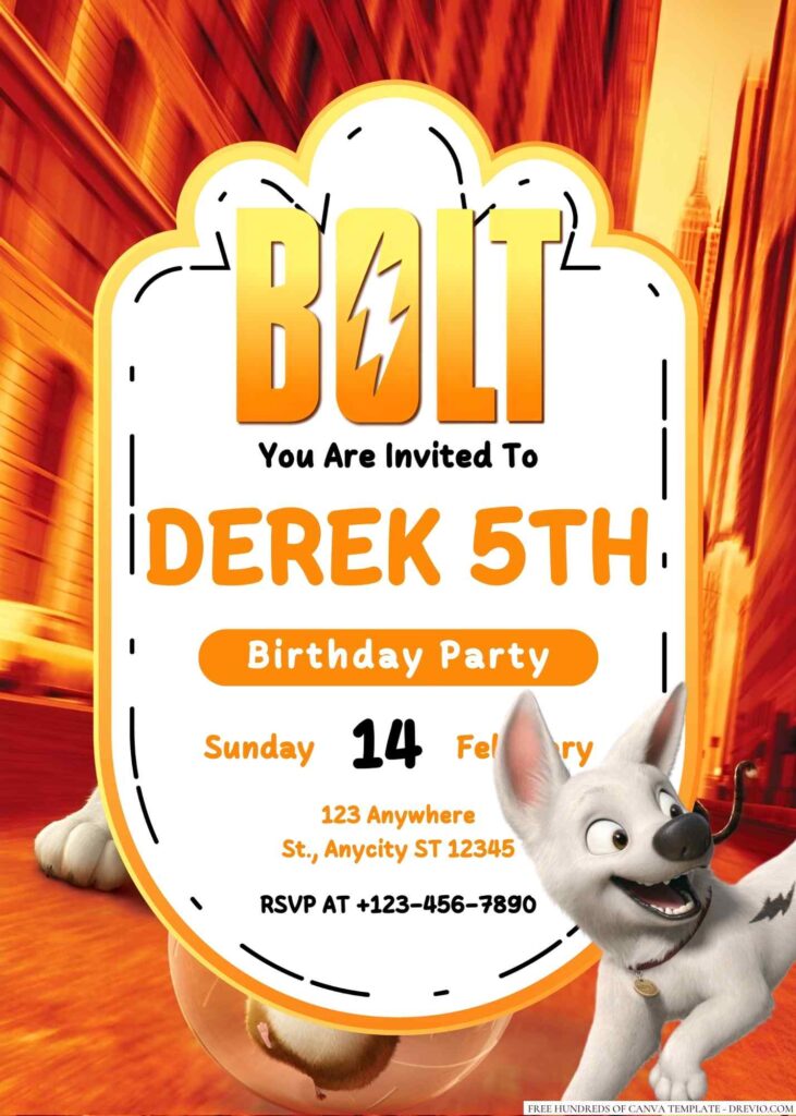 Disney's Bolt Birthday Invitation