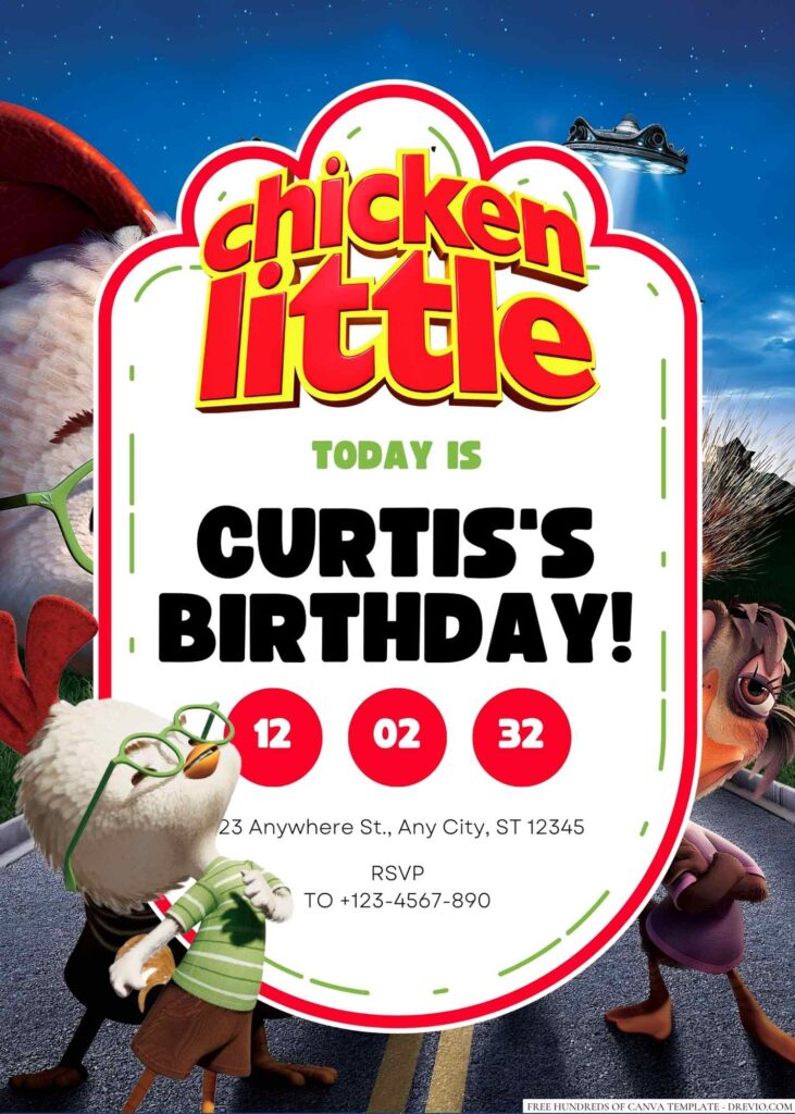 Chicken Little Birthday Invitation