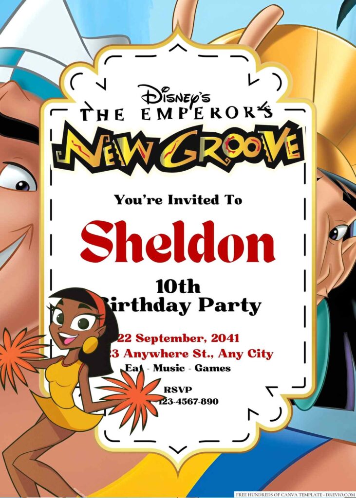 The Emperor's New Groove Birthday Invitation