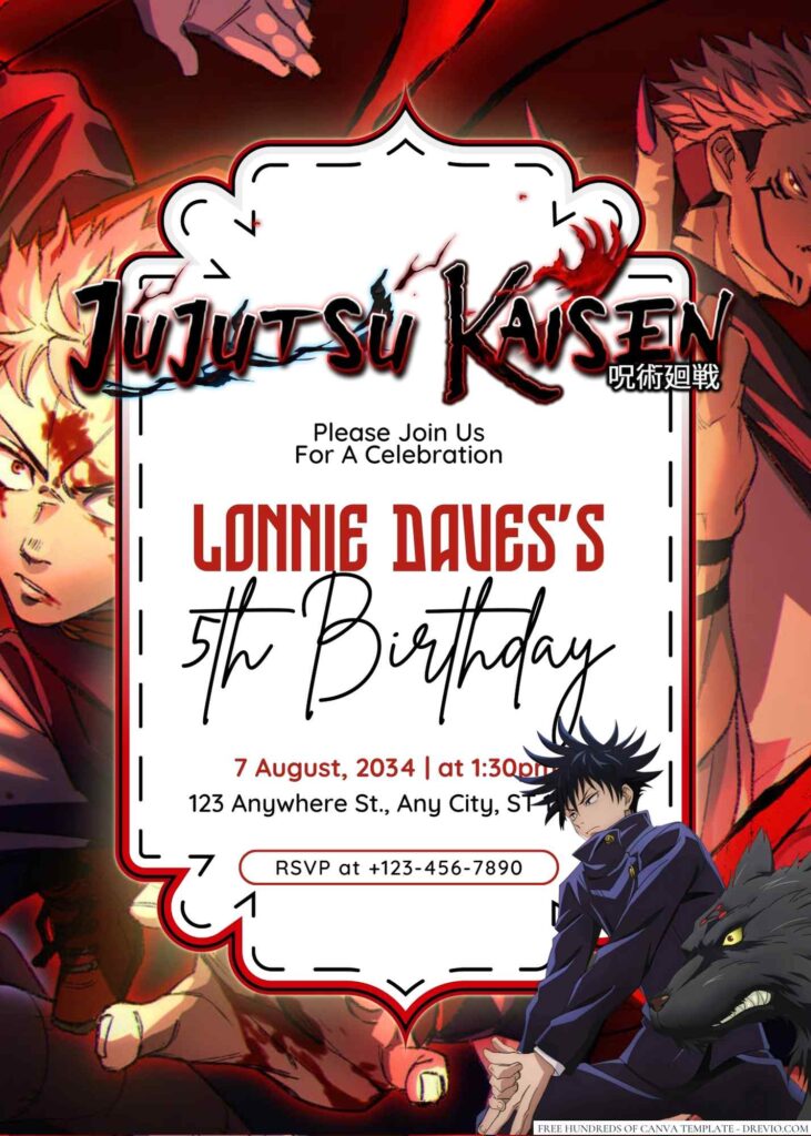 Jujutsu Kaisen Birthday Invitation