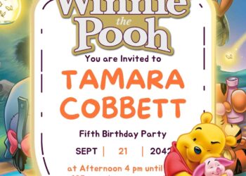 The Many Adventures of Winnie the Pooh Birthday Invitation