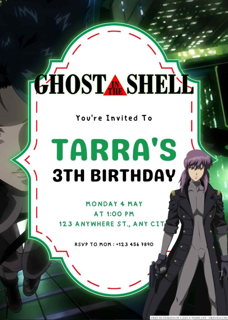 Ghost in the Shell Birthday Invitation