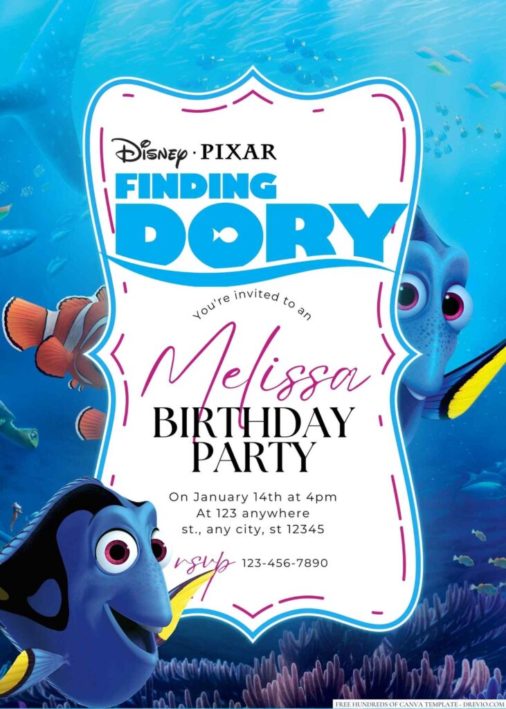 Finding Dory Birthday Invitation