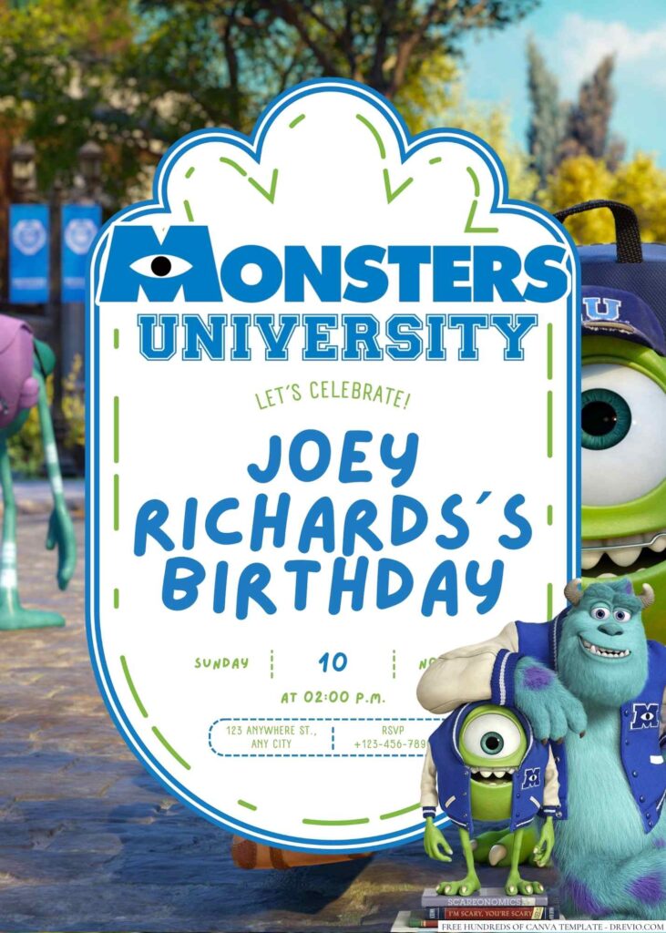 Monsters University Birthday Invitation 