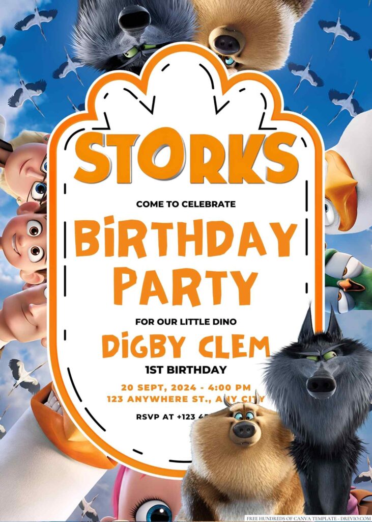 Storks Birthday Invitation