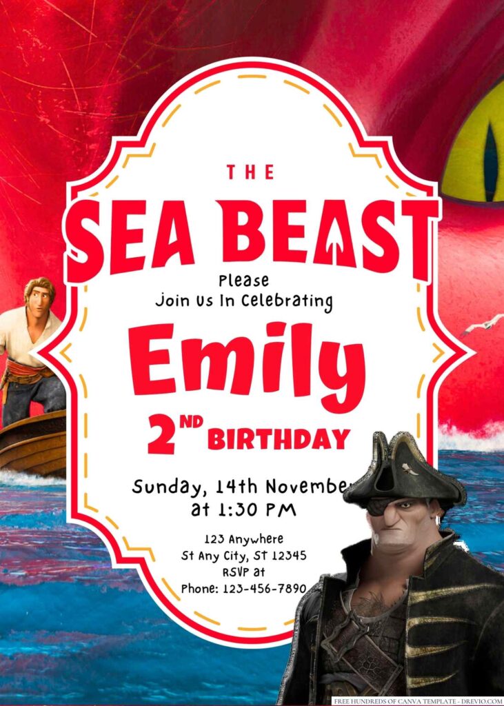 The Sea Beast Birthday Invitation