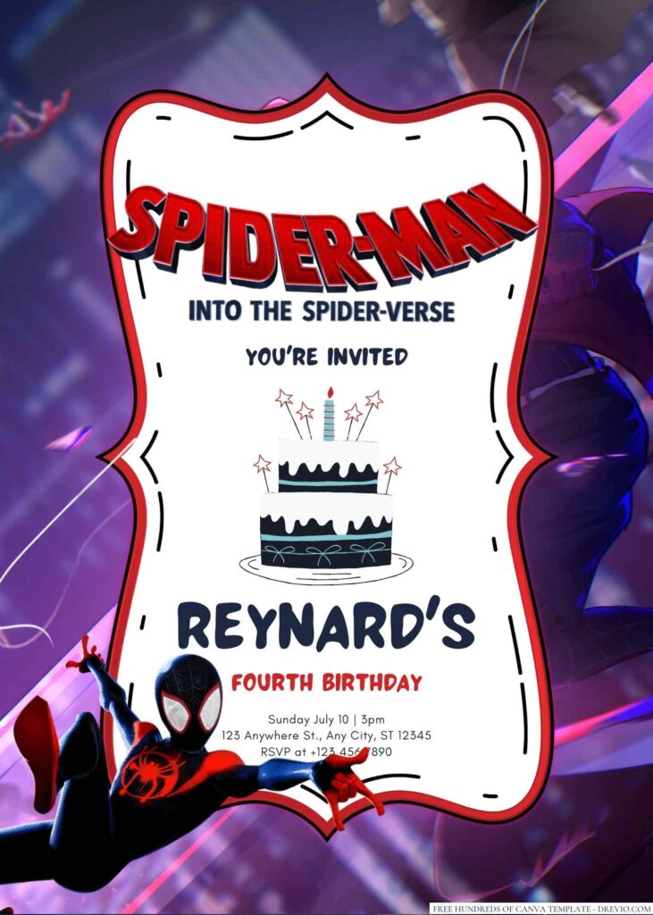 Spider-Man Into the Spider-Verse Birthday Invitation