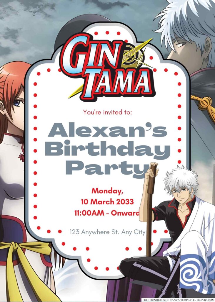 Gintama Birthday Invitation