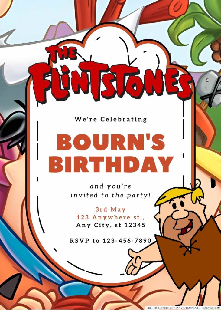 Barney Rubble Birthday Invitation