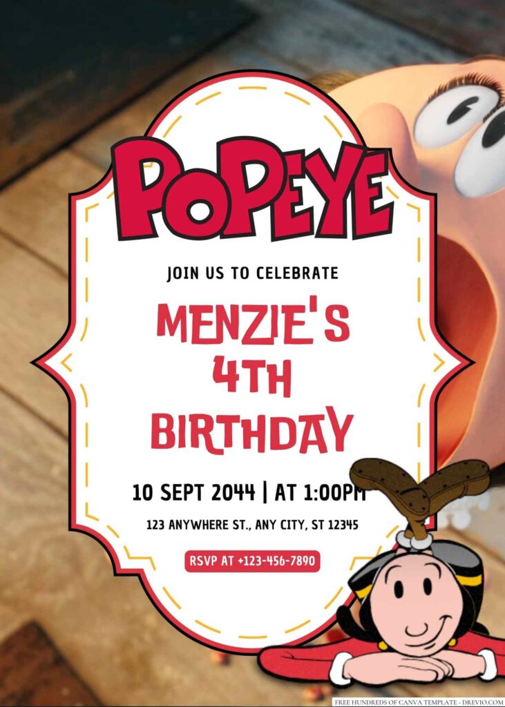 Olive Oyl Birthday Invitation