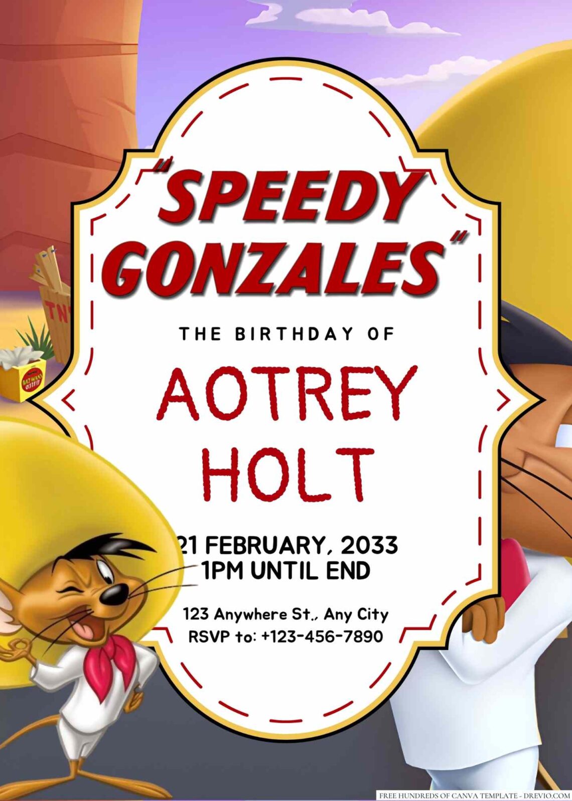 Speedy Gonzales Birthday Invitation | Download Hundreds FREE PRINTABLE ...