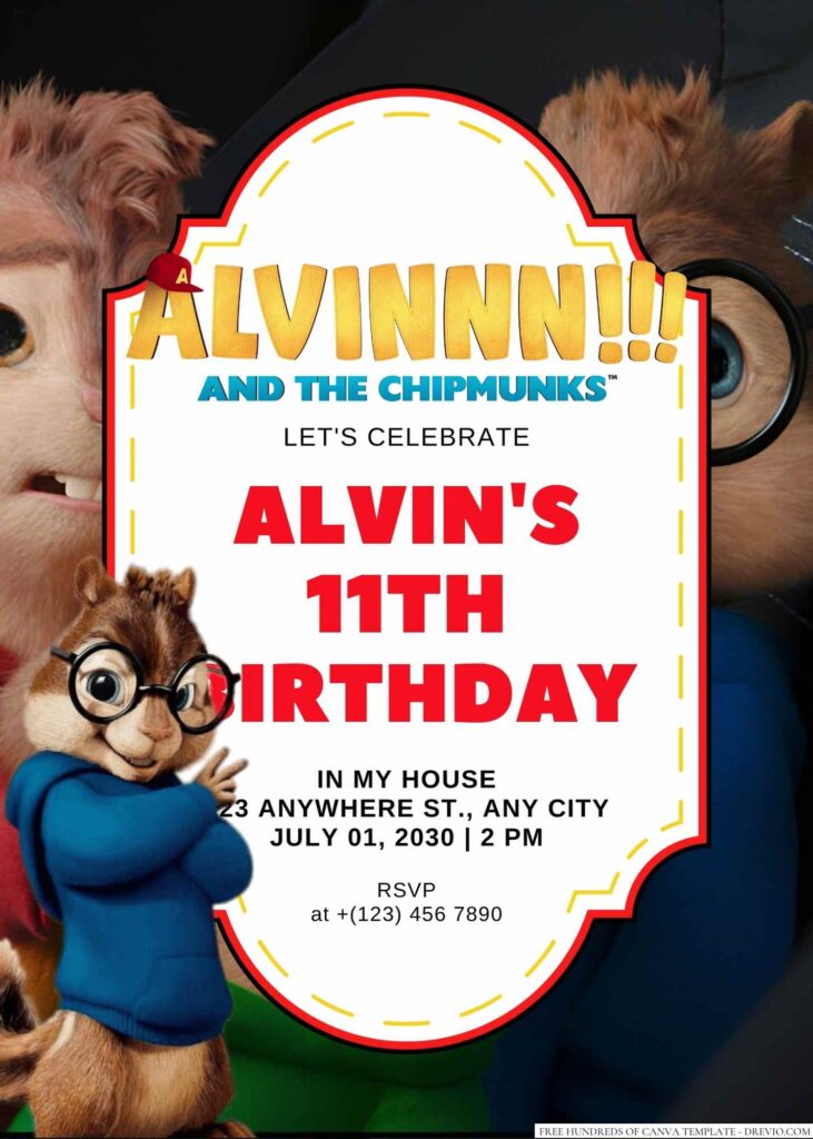 Alvin and the Chipmunks Birthday Invitation