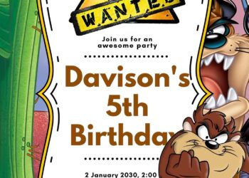 Tazmanian Devil Birthday Invitation