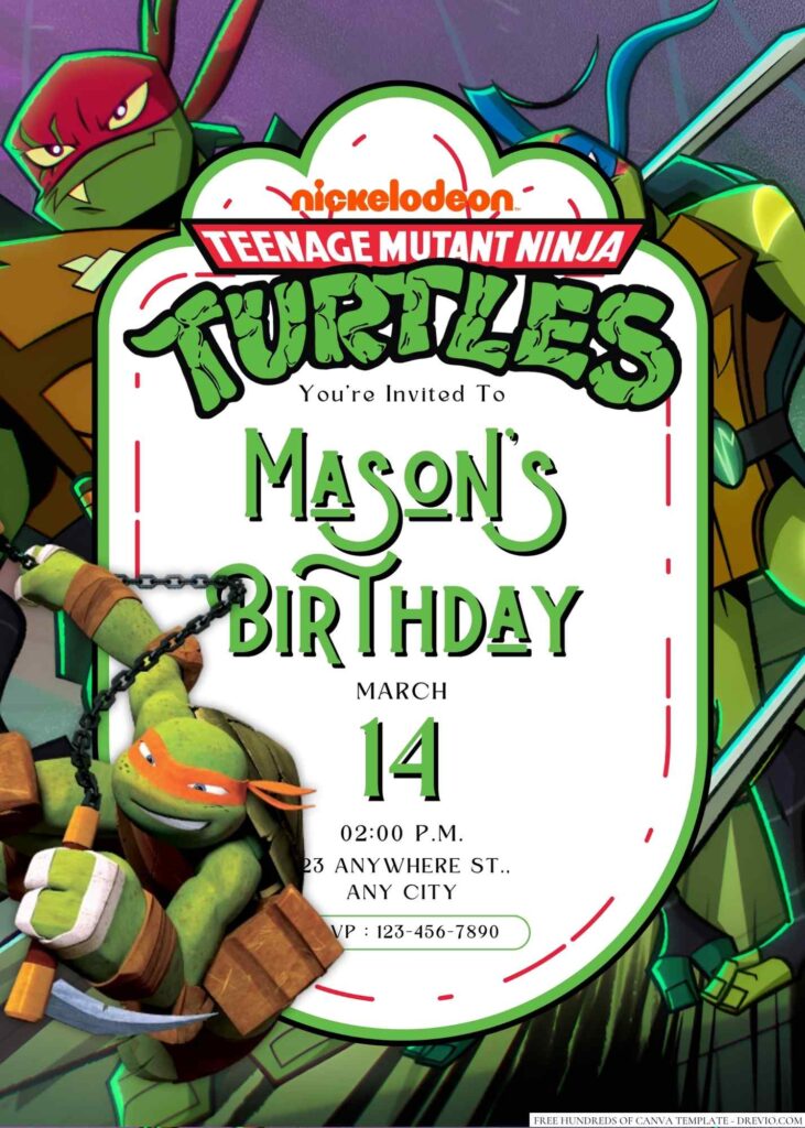 Teenage Mutant Ninja Turtles Birthday Invitation