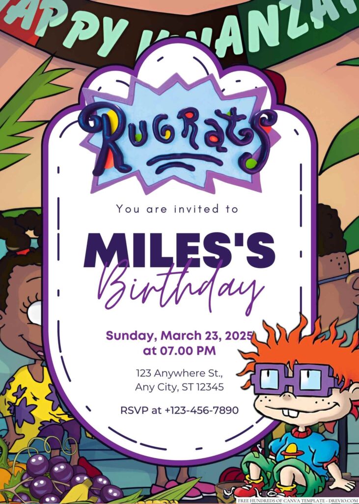 Rugrats (Tommy, Chuckie, Phil, Lil, and Angelica) Birthday Invitation