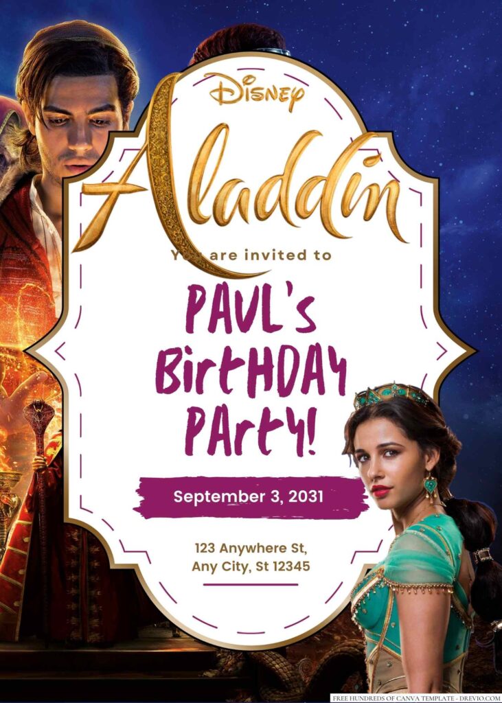 Aladdin Birthday Invitation